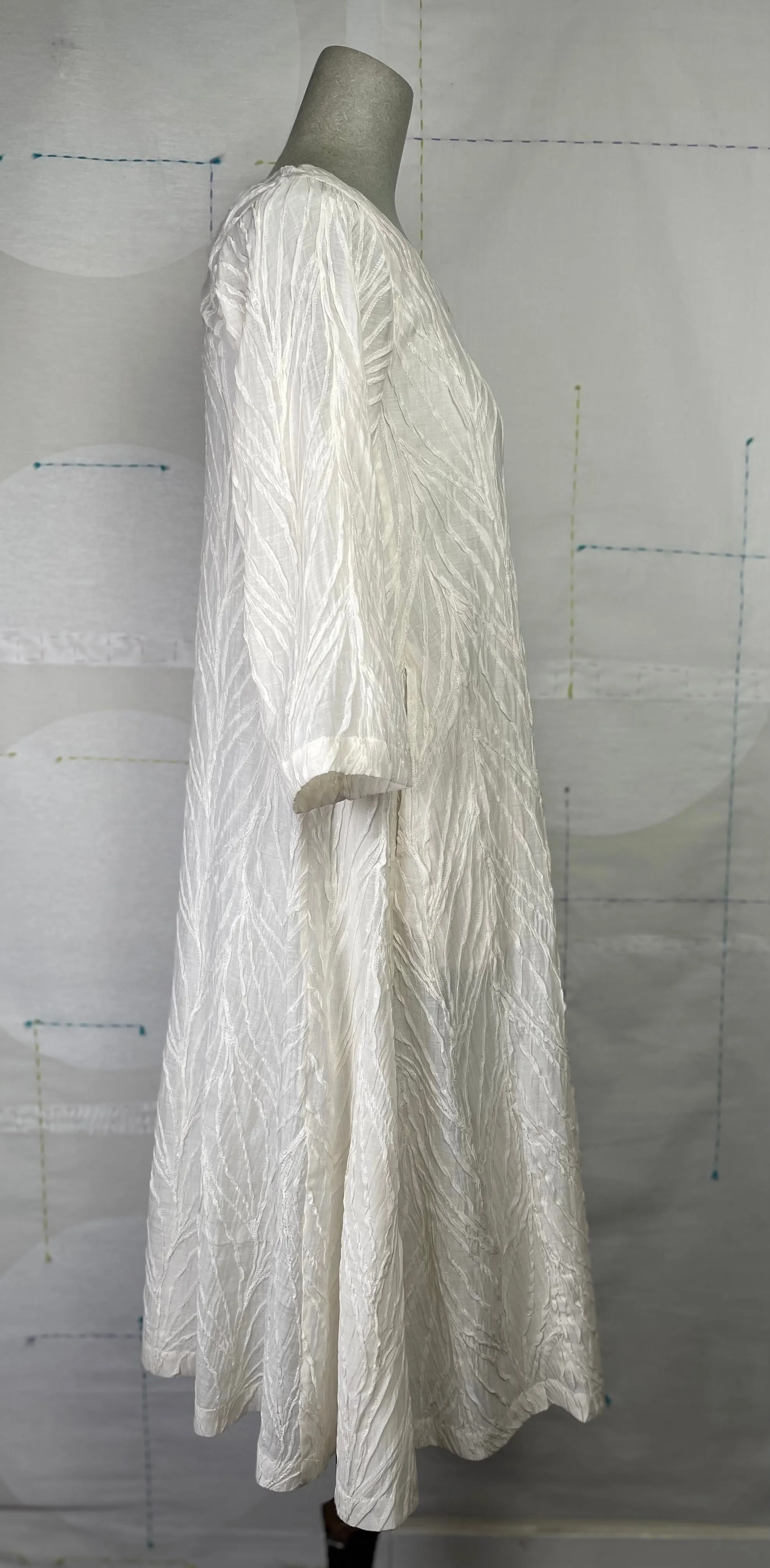 Neeru Kumar  ~  Sheer Embroidered Dress with Slip - White/White