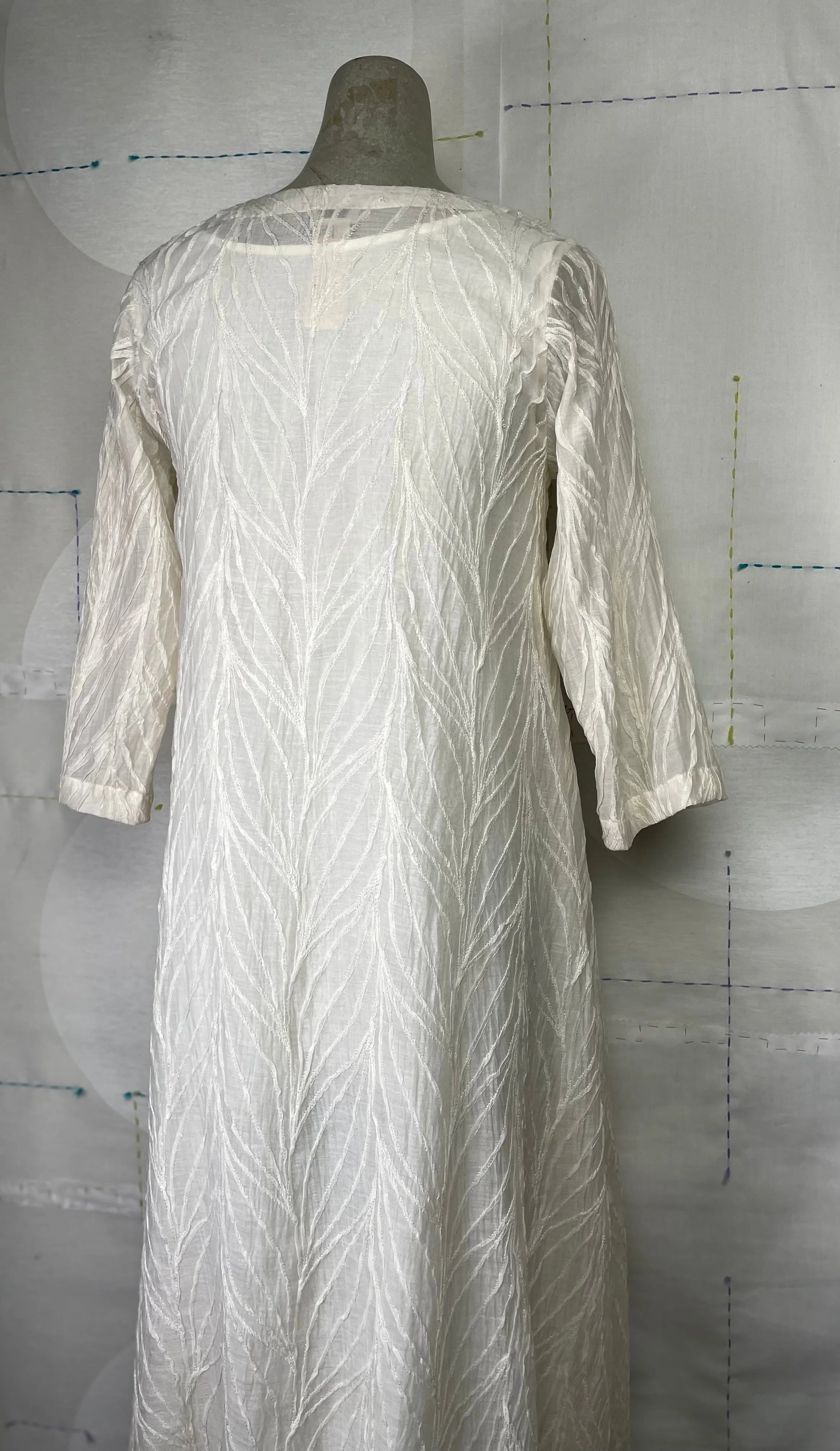 Neeru Kumar  ~  Sheer Embroidered Dress with Slip - White/White
