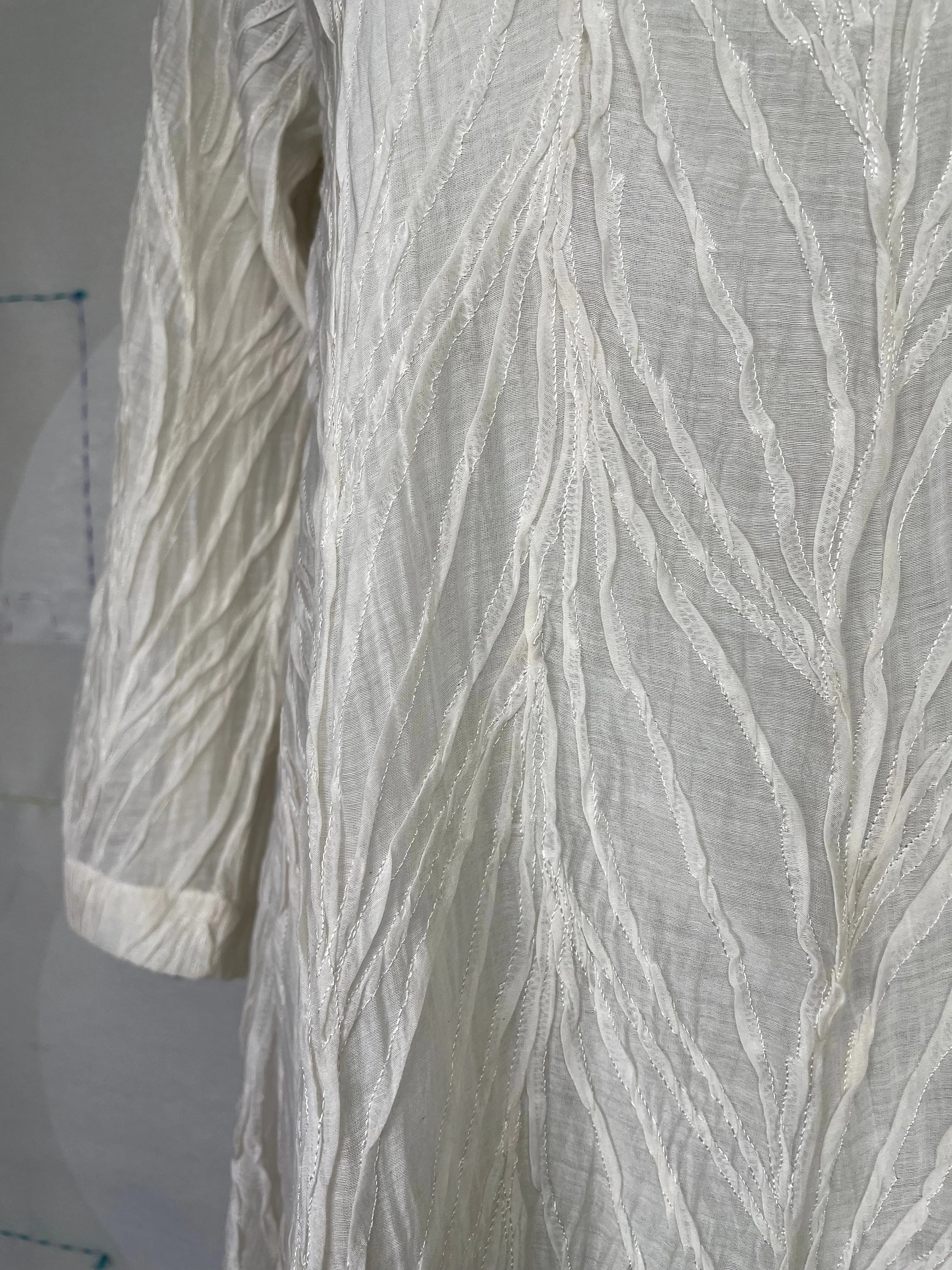 Neeru Kumar  ~  Sheer Embroidered Dress with Slip - White/White