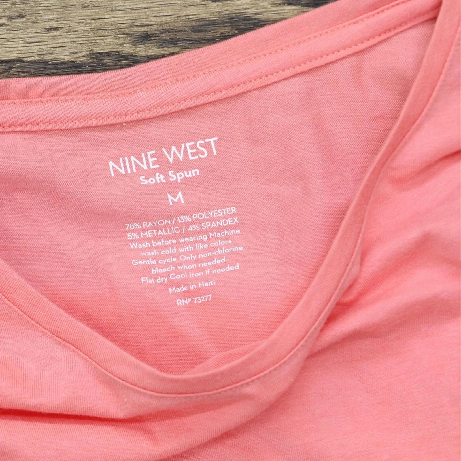 Nine West Womens Short Sleeve Soft Spun T-Shirt Tee 165f87e9da21b5 Coral Pink M
