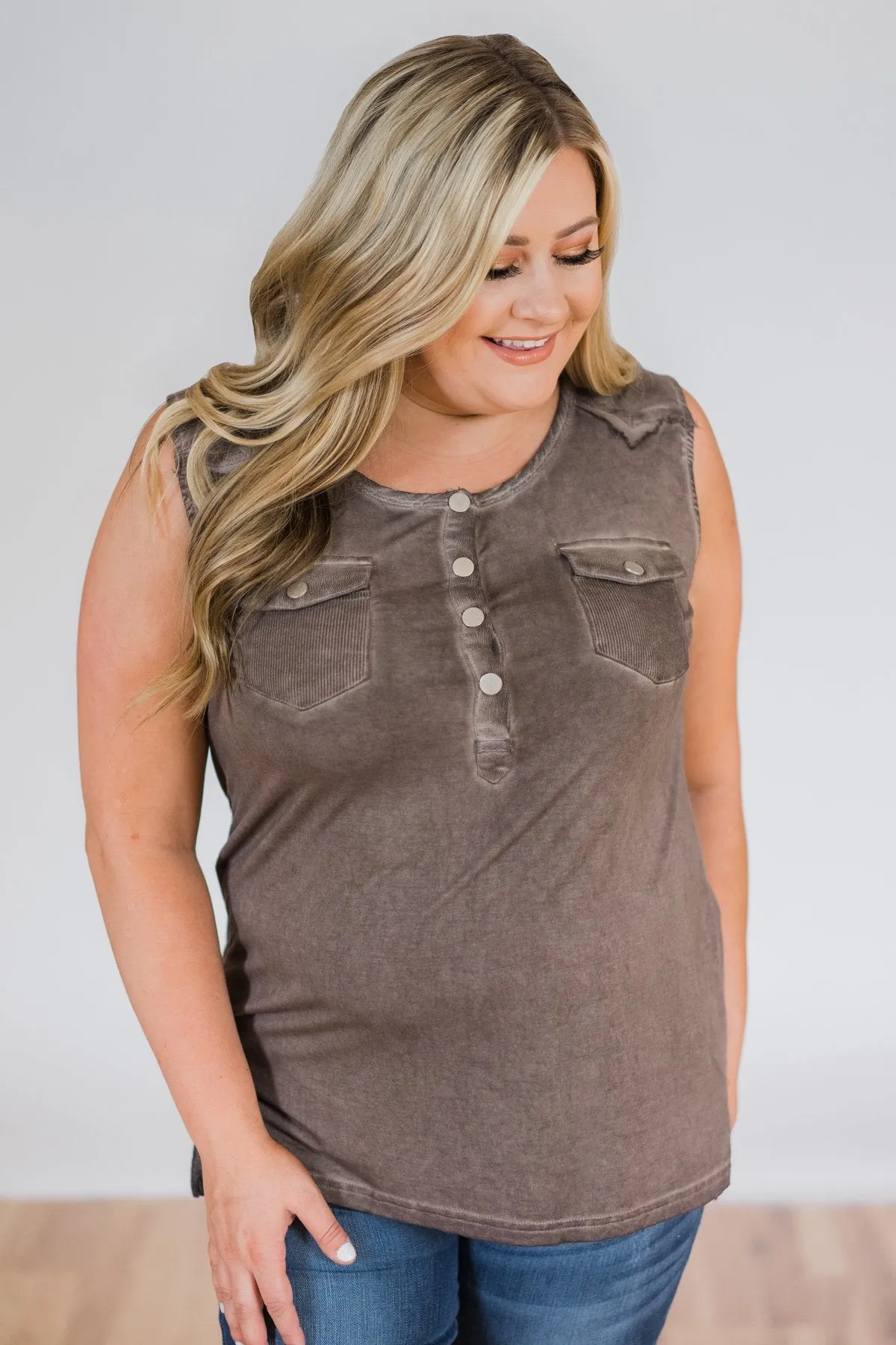 Nowhere to Be Tank Top- Mocha