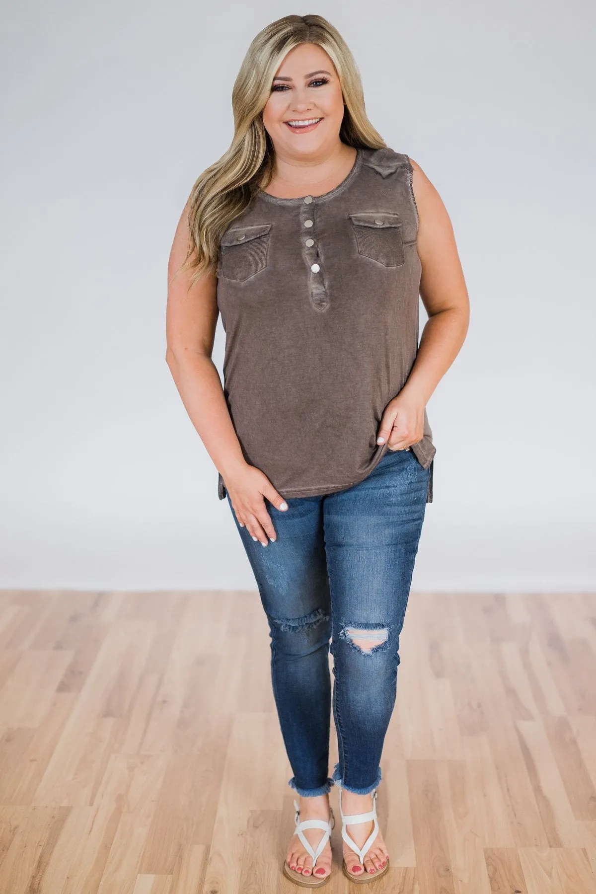 Nowhere to Be Tank Top- Mocha