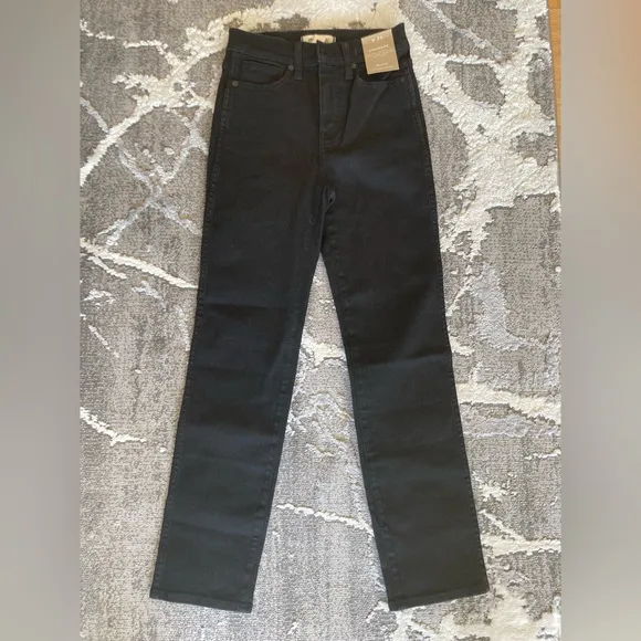 NWT Madewell Sz 25 black stovepipe jeans denim with magic pockets NEW