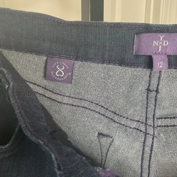 NYDJ Straight Leg Stretch Dark Blue Jeans, Sz 12
