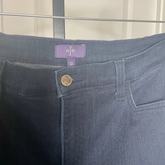 NYDJ Straight Leg Stretch Dark Blue Jeans, Sz 12