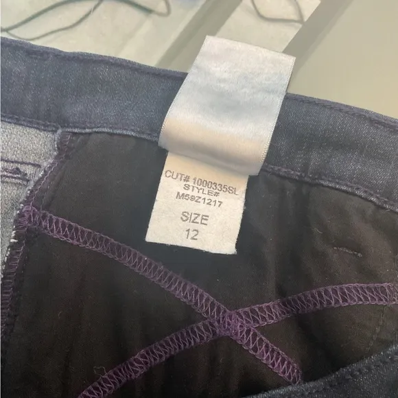 NYDJ Straight Leg Stretch Dark Blue Jeans, Sz 12