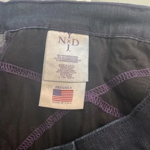 NYDJ Straight Leg Stretch Dark Blue Jeans, Sz 12