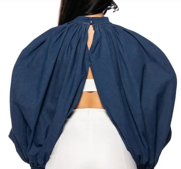 Oblivion Balloon Sleeve Open-Front Denim Jacket