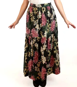 Obus black floral print maxi skirt size 1 (fits 8-10)