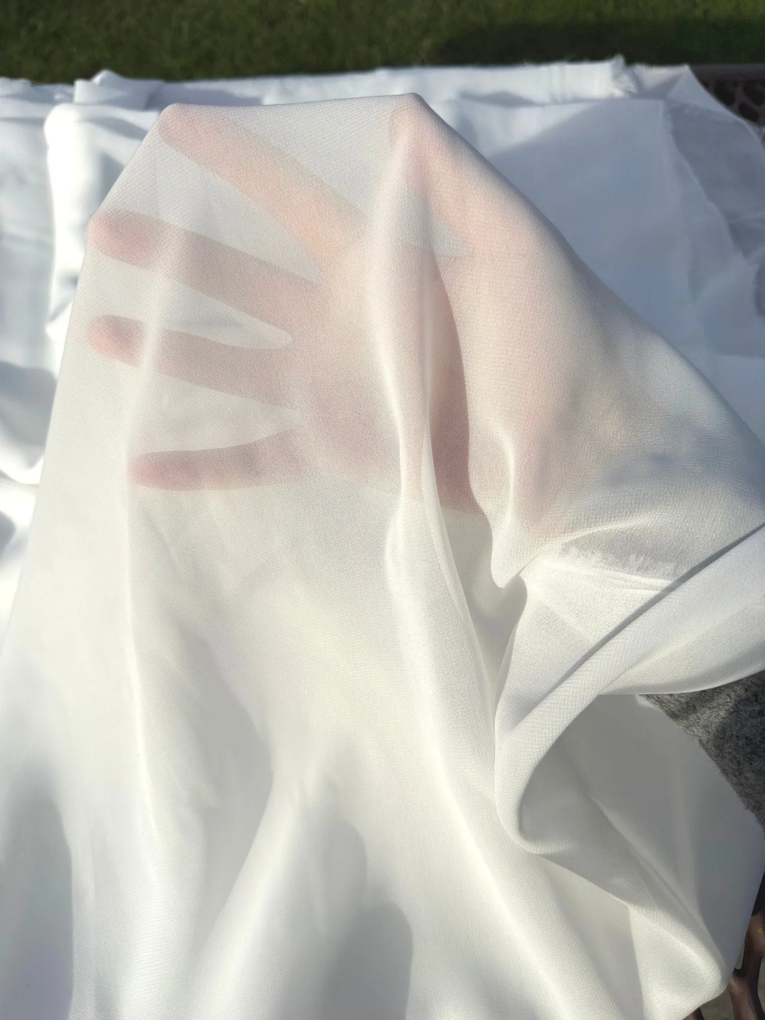 Off White Chiffon Fabric By Yard, Sheer Fabric Light Weight Chiffon White Bridal Material for Gowns Drapes, Dress Arch Draping Fabric Crafts