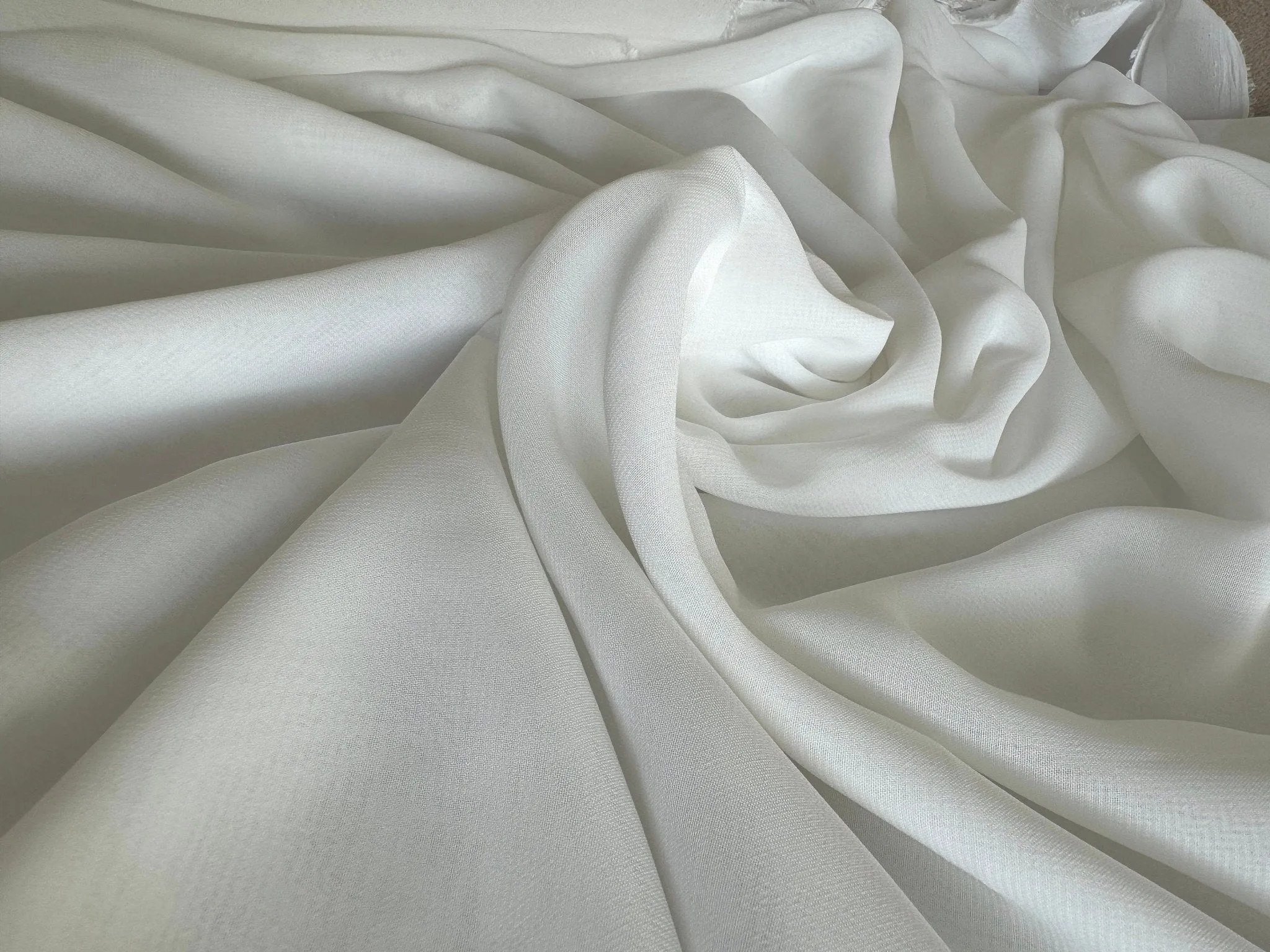 Off White Chiffon Fabric By Yard, Sheer Fabric Light Weight Chiffon White Bridal Material for Gowns Drapes, Dress Arch Draping Fabric Crafts
