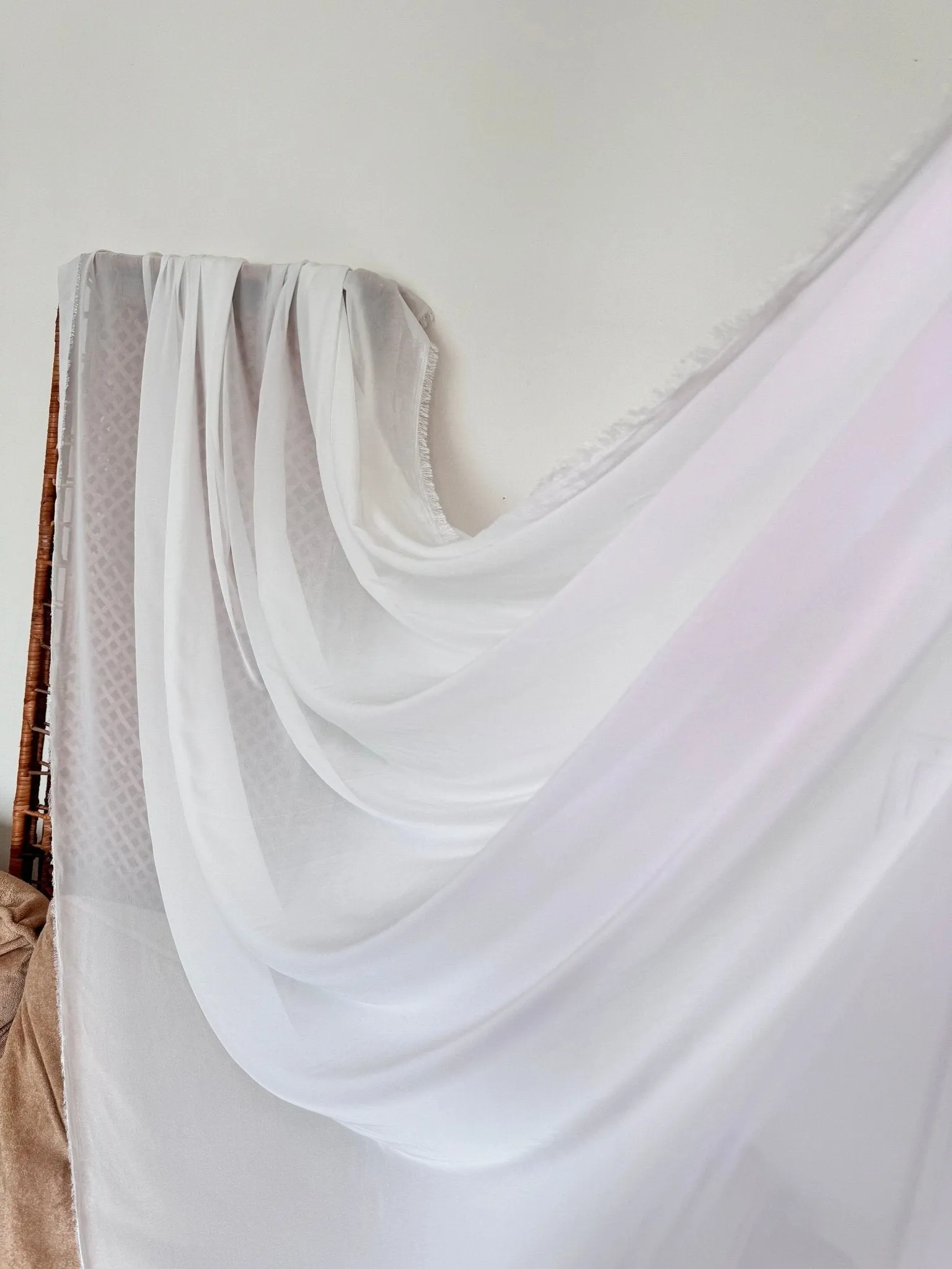 Off White Chiffon Fabric By Yard, Sheer Fabric Light Weight Chiffon White Bridal Material for Gowns Drapes, Dress Arch Draping Fabric Crafts