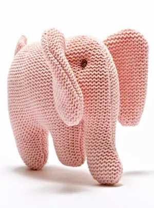 Organic Cotton Elephant Baby Rattle - Pink