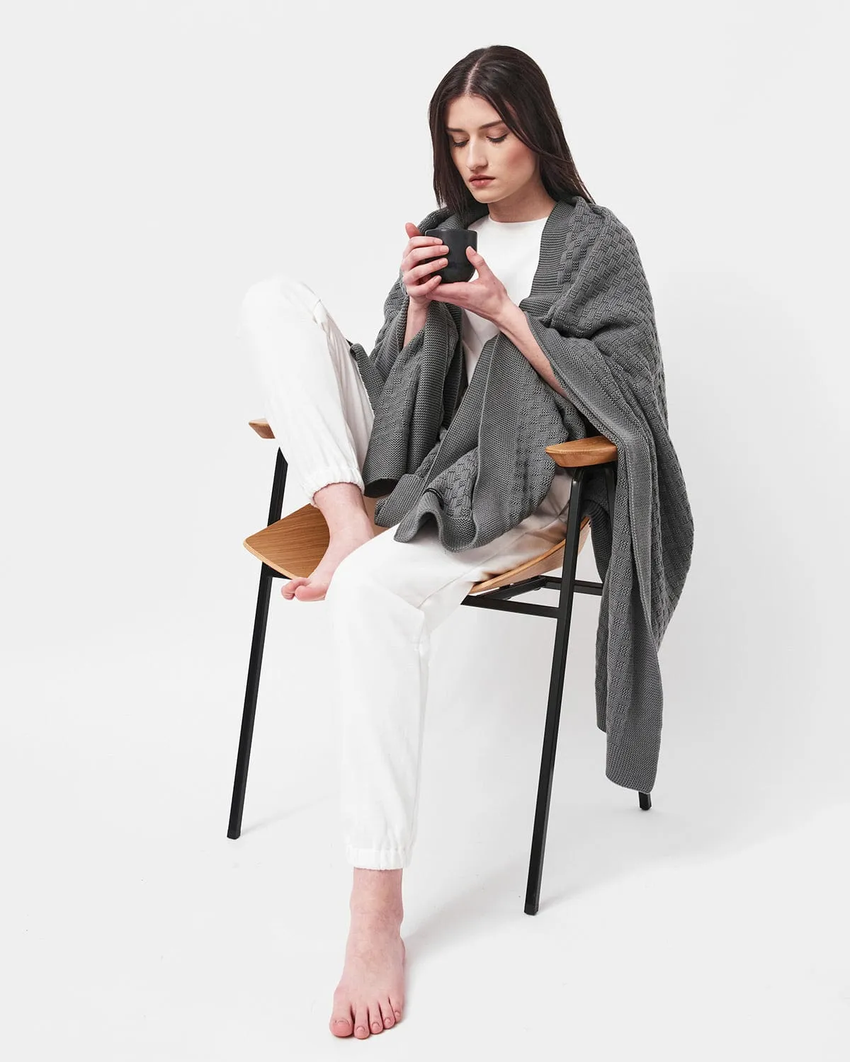 Organic Cotton Knitted Blanket | Grey