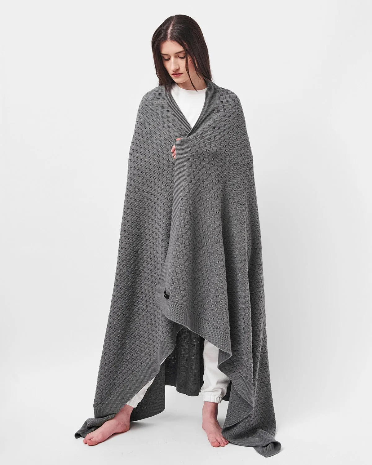 Organic Cotton Knitted Blanket | Grey