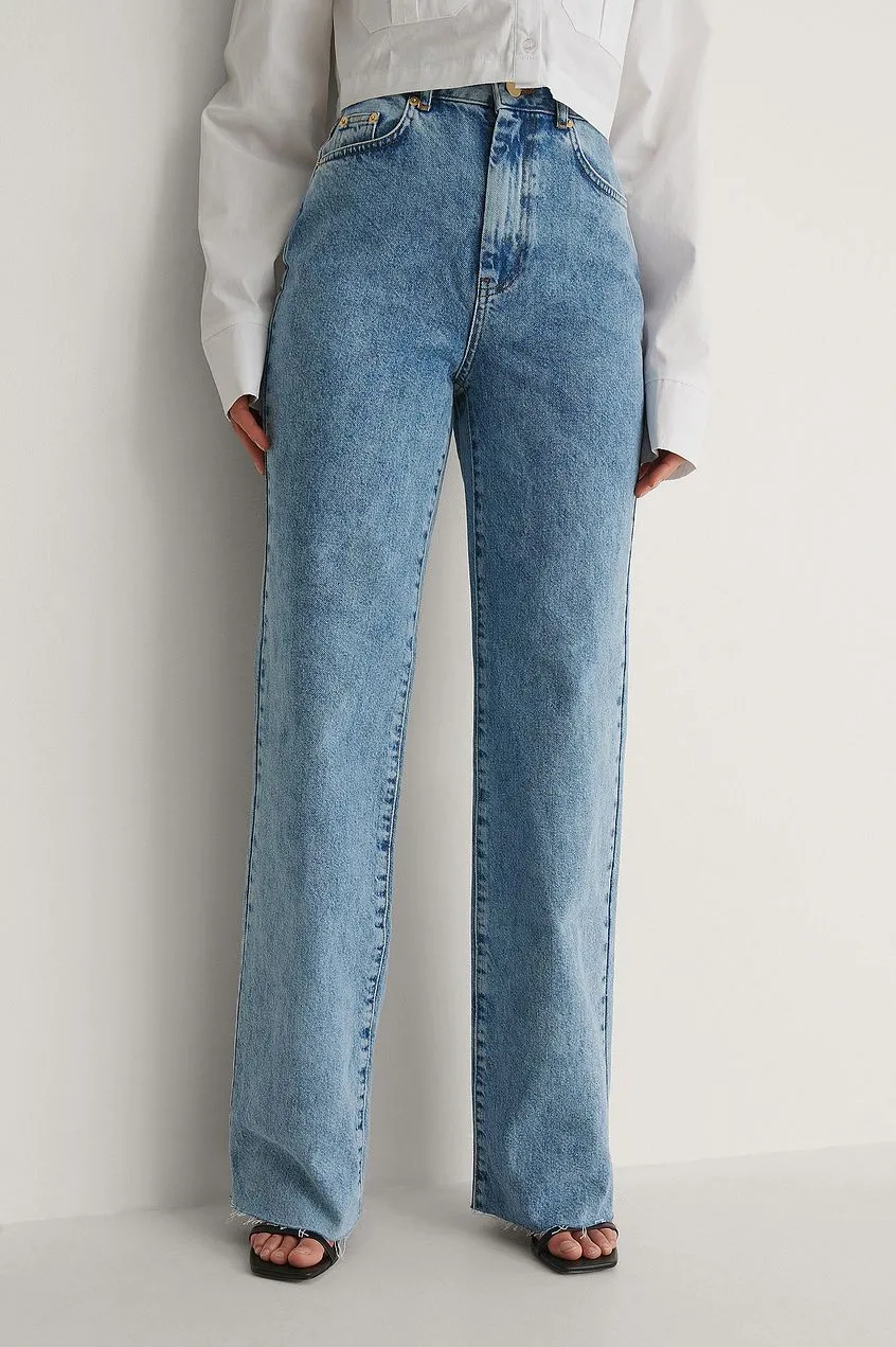 Organic Straight Fit Raw Hem Jeans For Womens