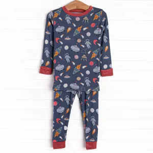 Outer Space Orbit Bamboo Pajama Set, Blue