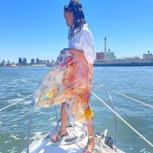 Oversized Rare Earth Silk Chiffon Scarf - 100% Silk, 53" x 53"