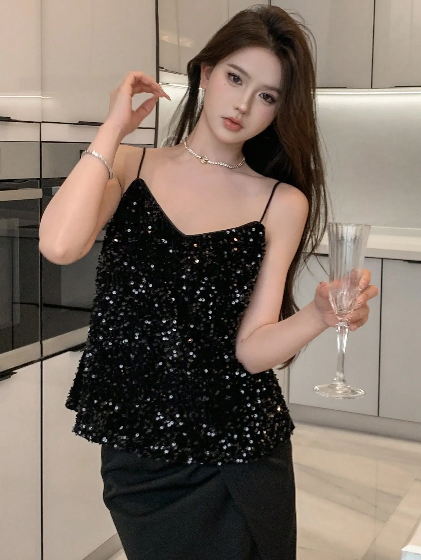 Parien Sequin Cami Top
