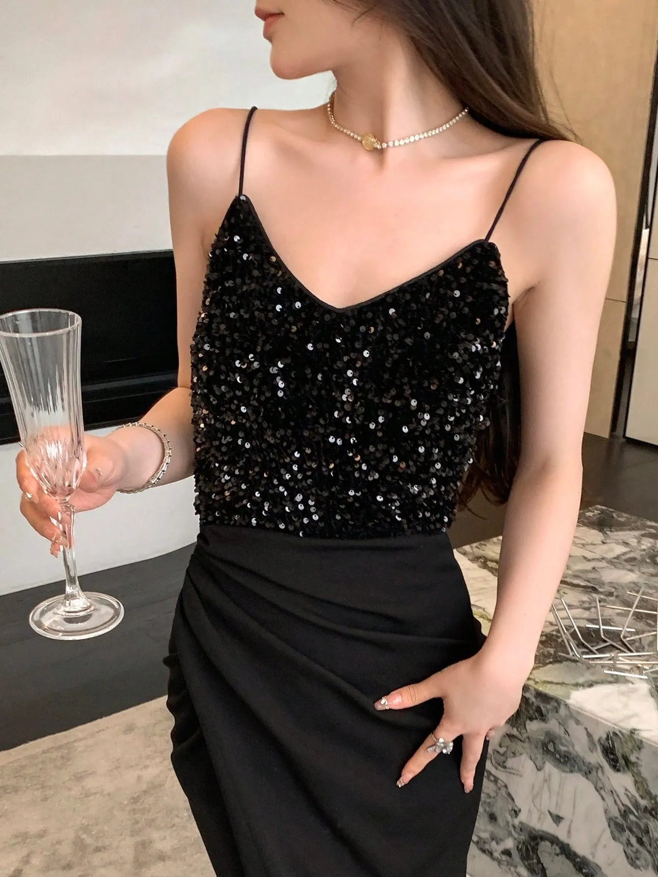 Parien Sequin Cami Top