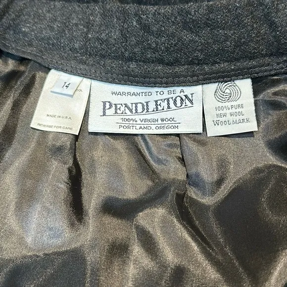 Pendleton Charcoal Gray Wool Midi Skirt Sz 14