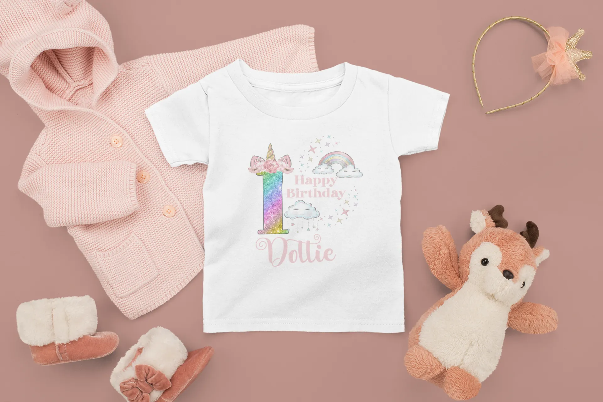 Personalised Glitter Unicorn Birthday TShirt