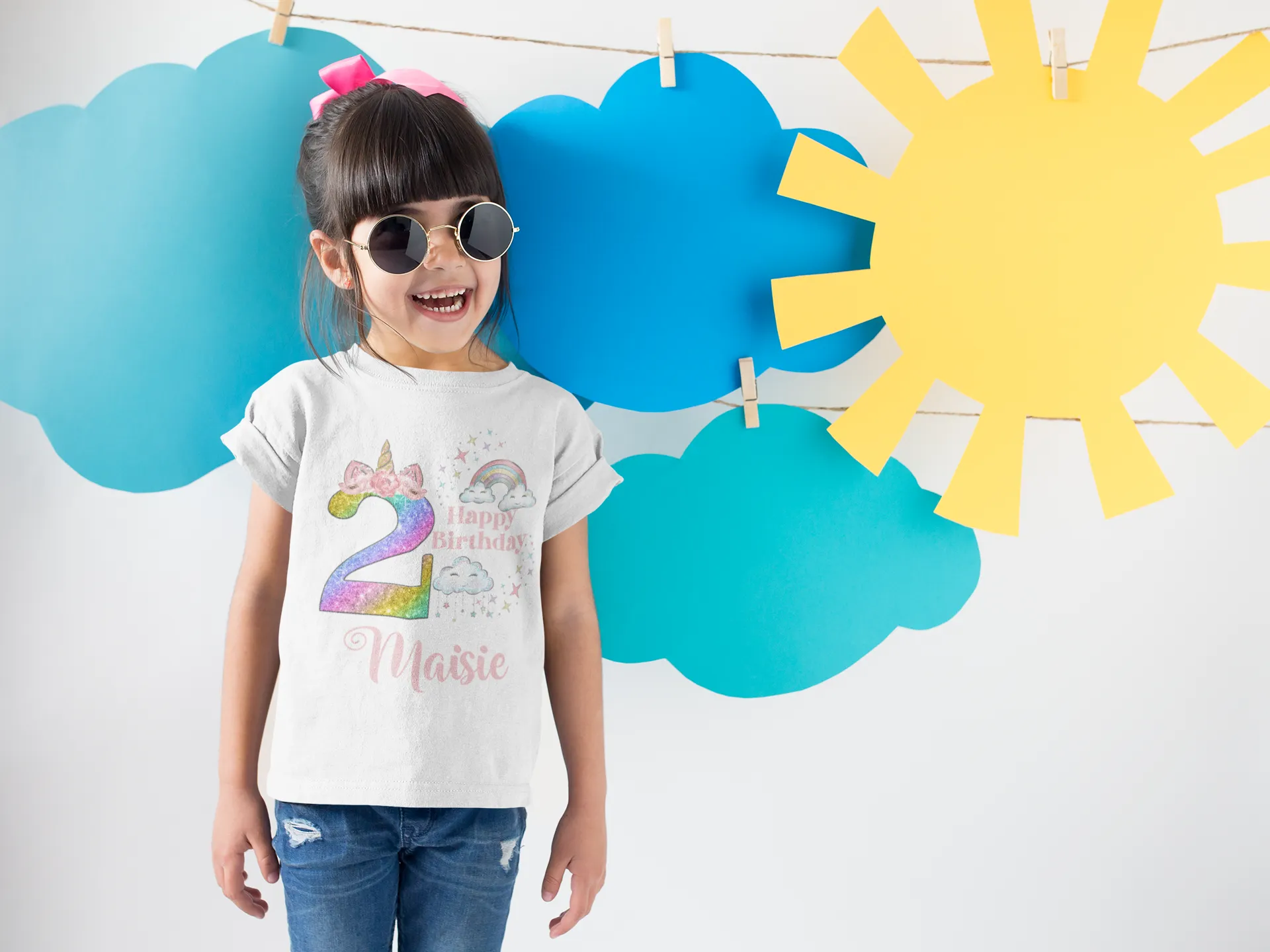 Personalised Glitter Unicorn Birthday TShirt