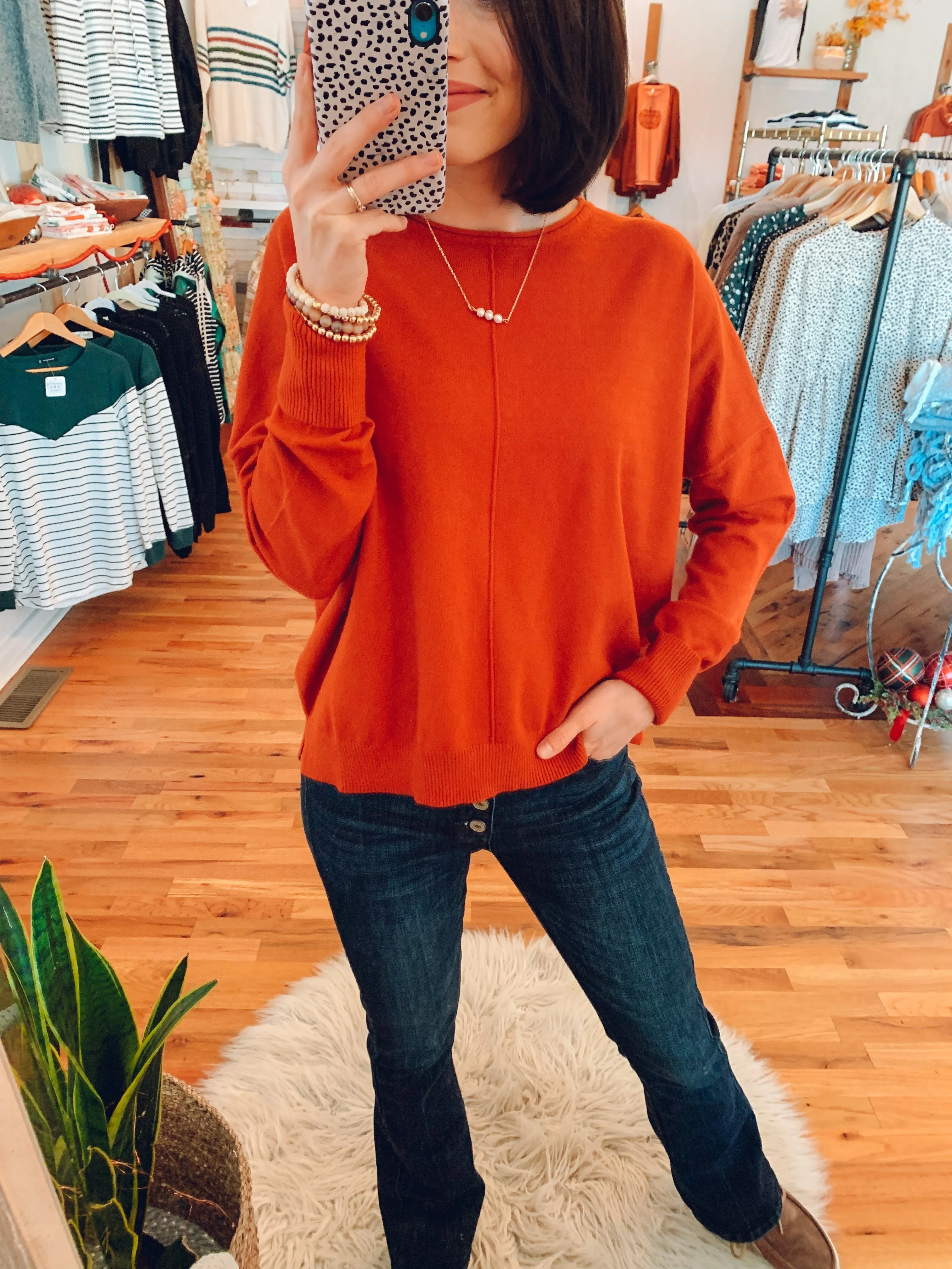 Petite Butter Soft Sweater in Pumpkin