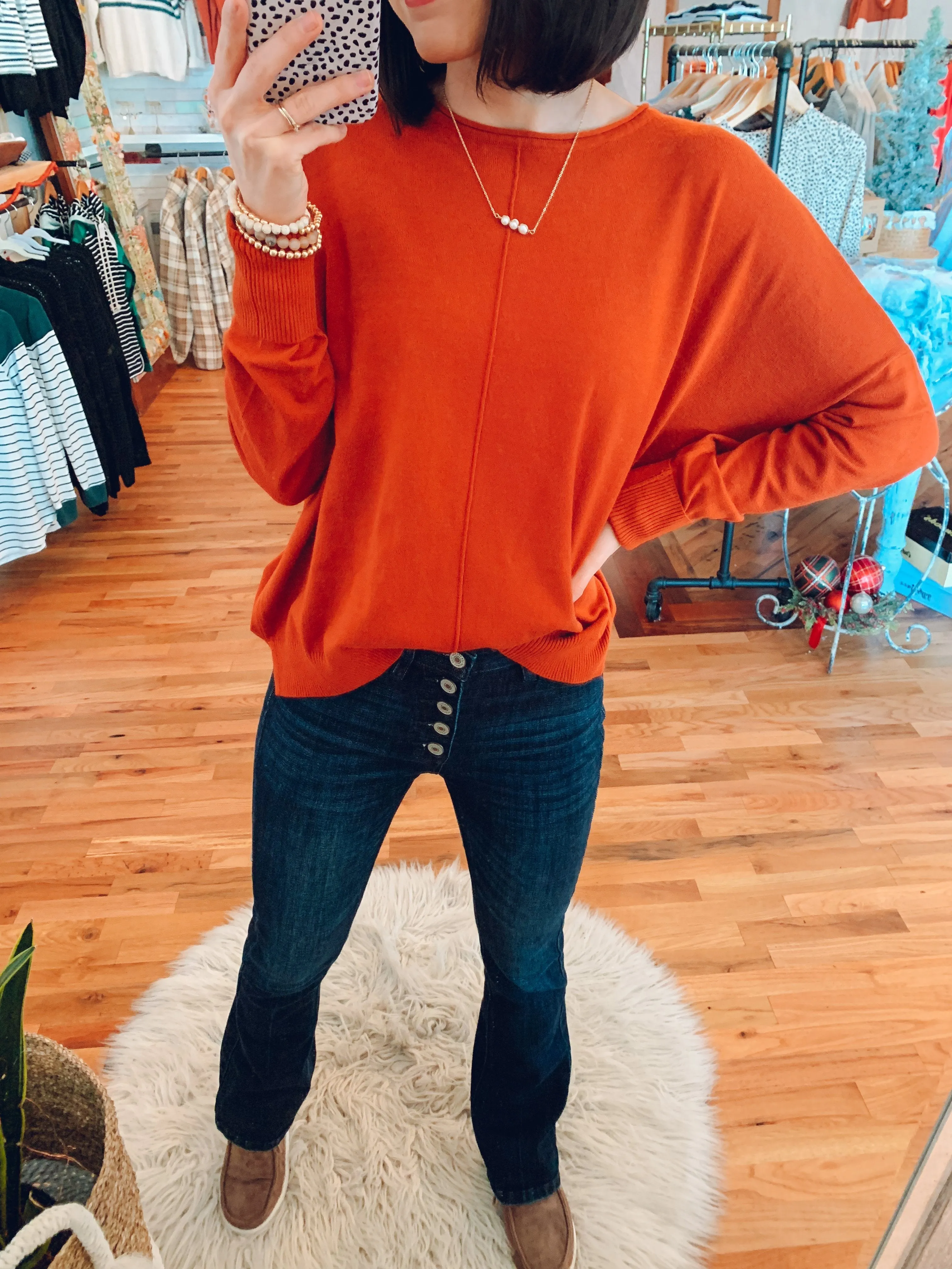 Petite Butter Soft Sweater in Pumpkin