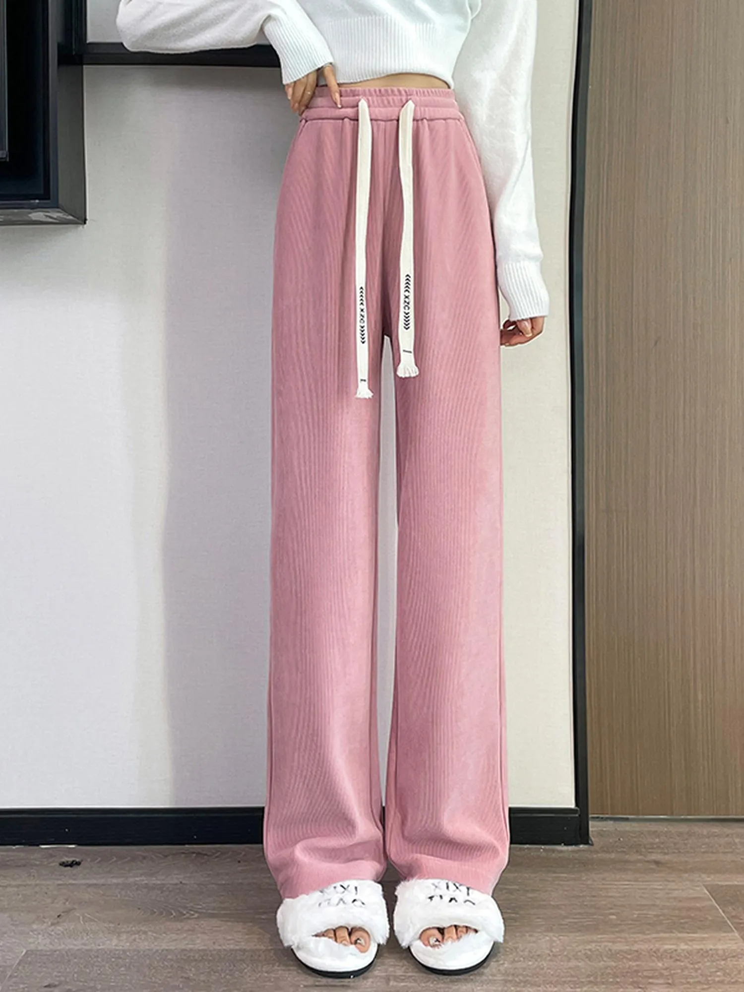 Pink High Rise Regular Trouser