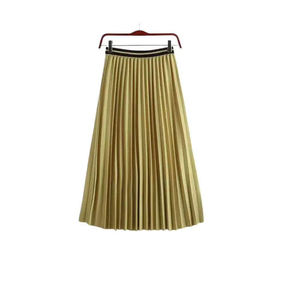 Pleated Versatile Long Skirt With Elastic Waist