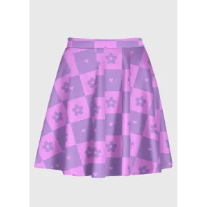 Plus Size Flower Checkered Retro Y2K Skirt in Nostalgic Style
