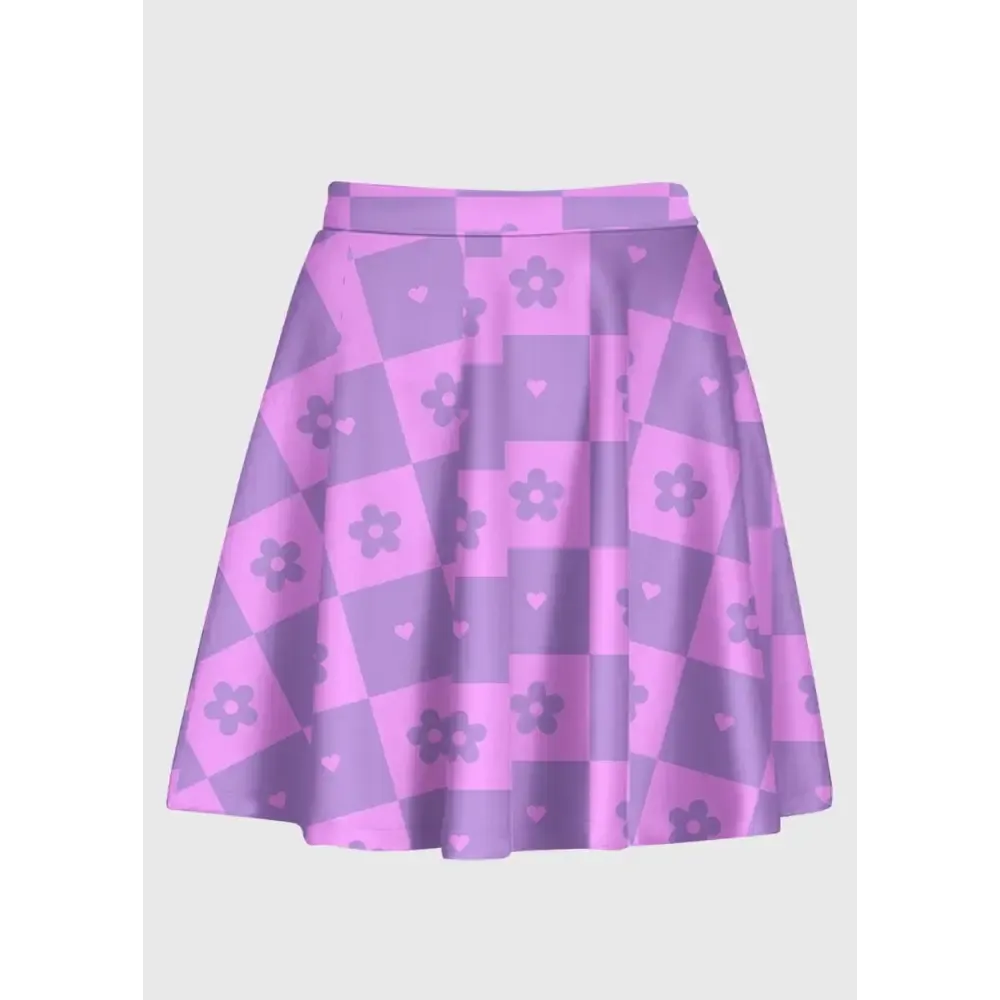 Plus Size Flower Checkered Retro Y2K Skirt in Nostalgic Style