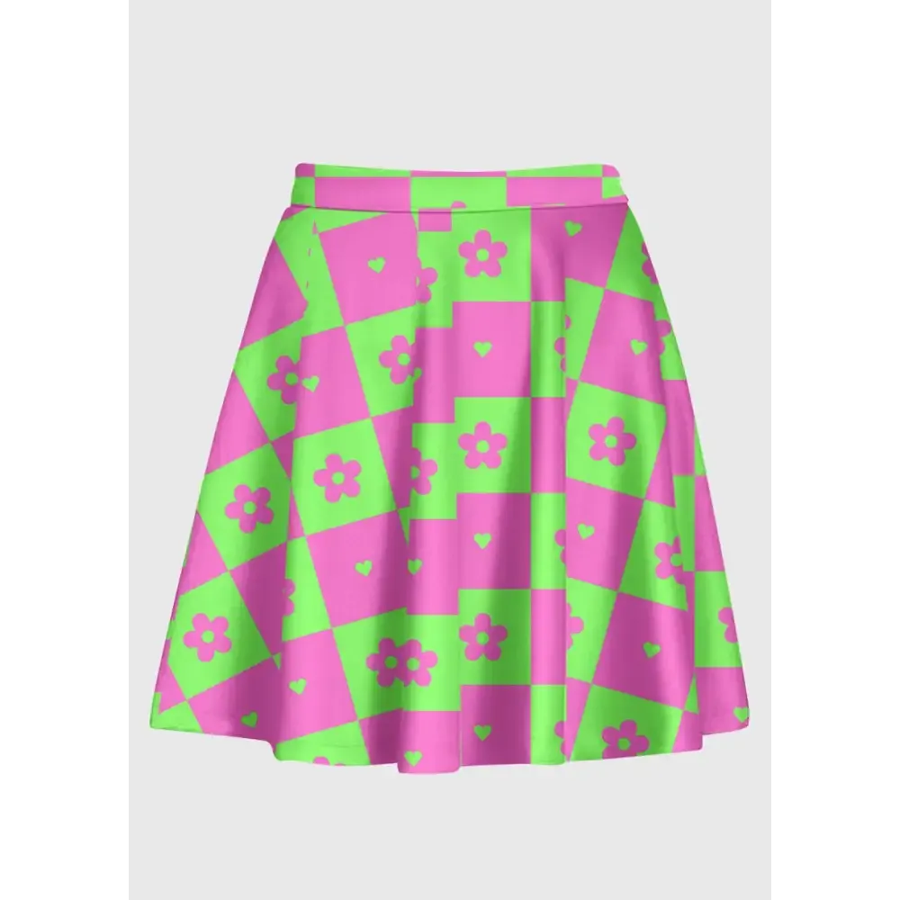 Plus Size Flower Checkered Retro Y2K Skirt in Nostalgic Style