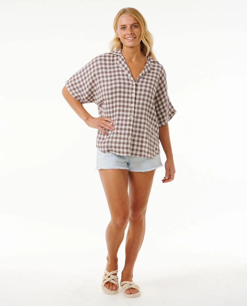 PREMIUM SURF CHECK SHIRT - EGGPLANT