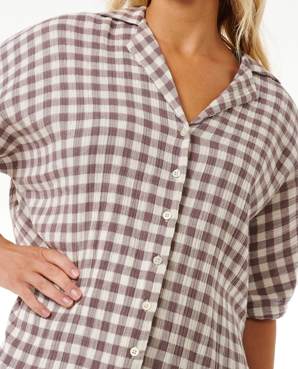 PREMIUM SURF CHECK SHIRT - EGGPLANT