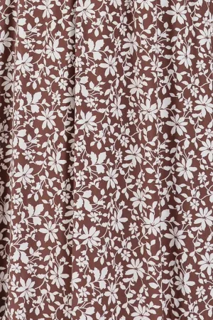 PRINT SMOCKED WAIST SLITTED MIDI SKIRT NS80176