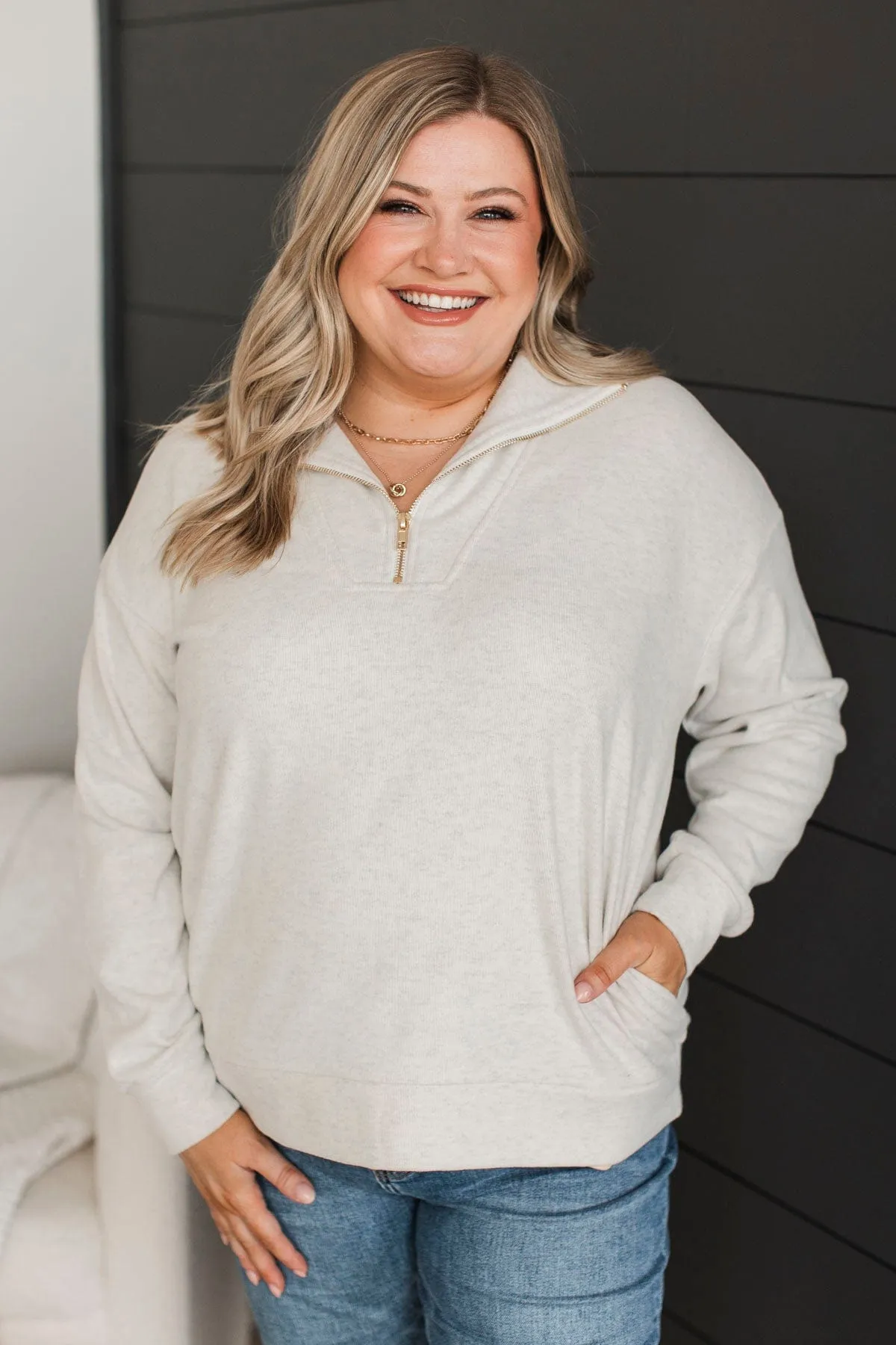 Quiet Moments Quarter Zip Pullover- Natural