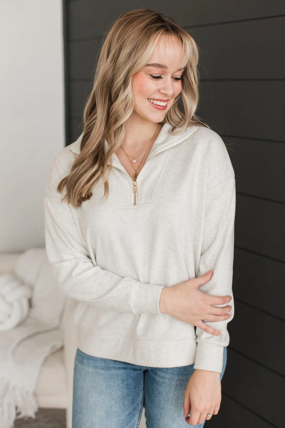 Quiet Moments Quarter Zip Pullover- Natural