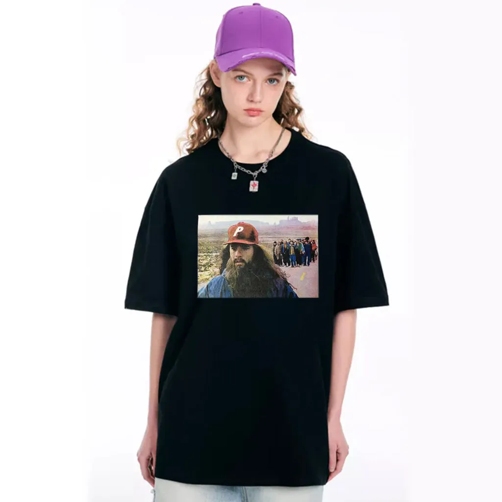 "Casual retro high street men's pattern simple" T-shirt