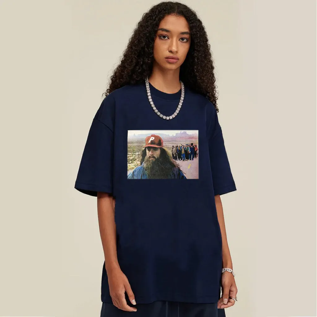 "Casual retro high street men's pattern simple" T-shirt
