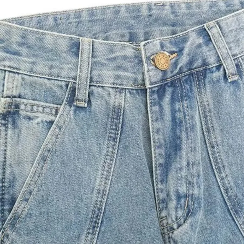 "Casual Solid Color Panel" Jeans