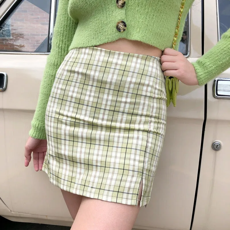 "GREEN PLAID" SKIRT D052702