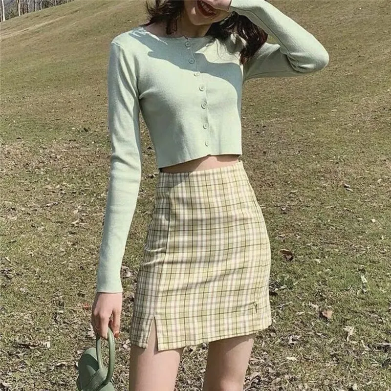 "GREEN PLAID" SKIRT D052702
