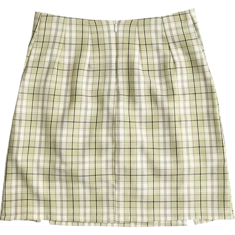 "GREEN PLAID" SKIRT D052702
