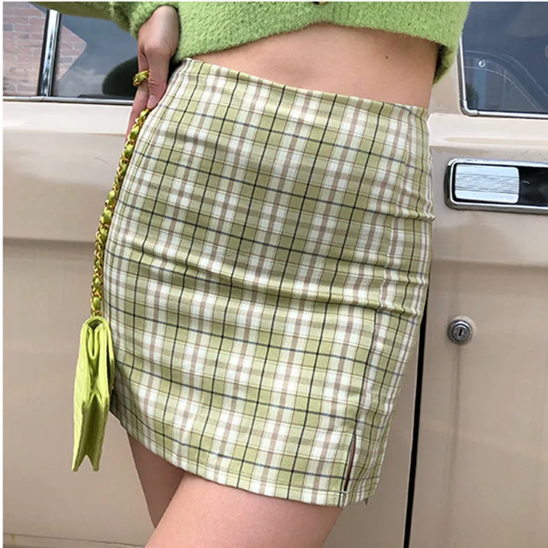 "GREEN PLAID" SKIRT D052702