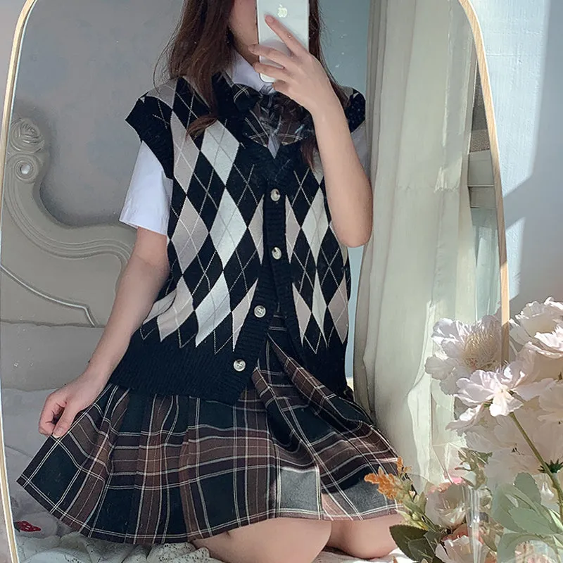 "JK BLACK BROWN CHECK" TIE/SKIRT UB2368