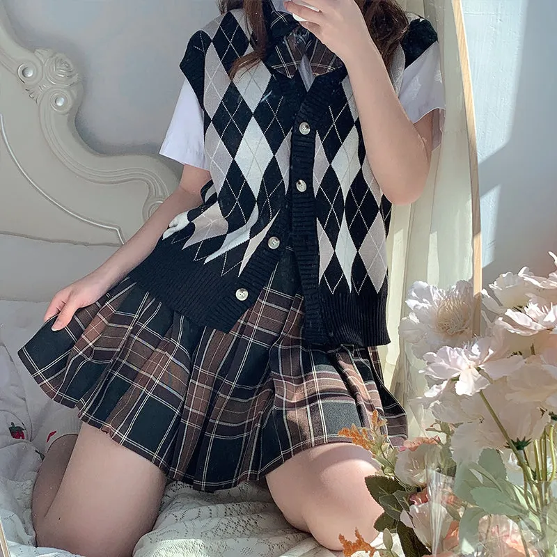 "JK BLACK BROWN CHECK" TIE/SKIRT UB2368