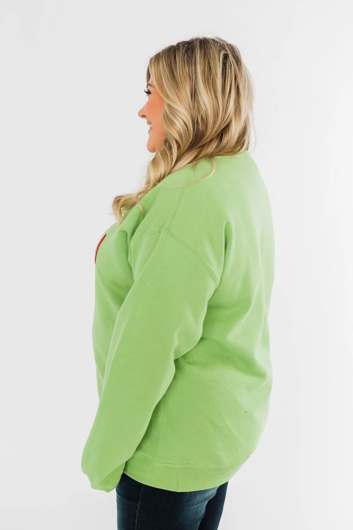 "Slightly Grinchy" Graphic Pullover- Grinch Green