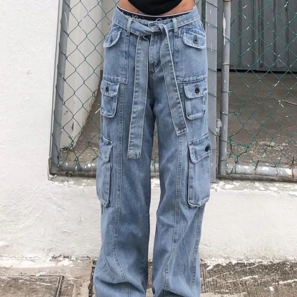 "Street Multi Pocket Solid Cargo" Jeans
